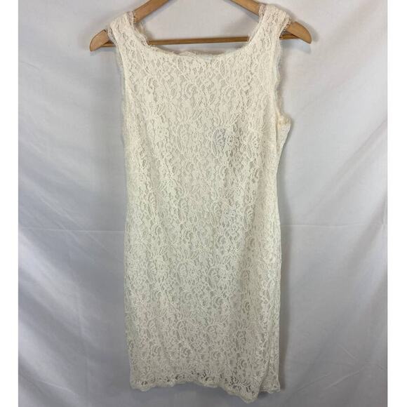 Adrianna Papell Cream Lace Overlay Sheath Dress Size 10 - Picture 2 of 7